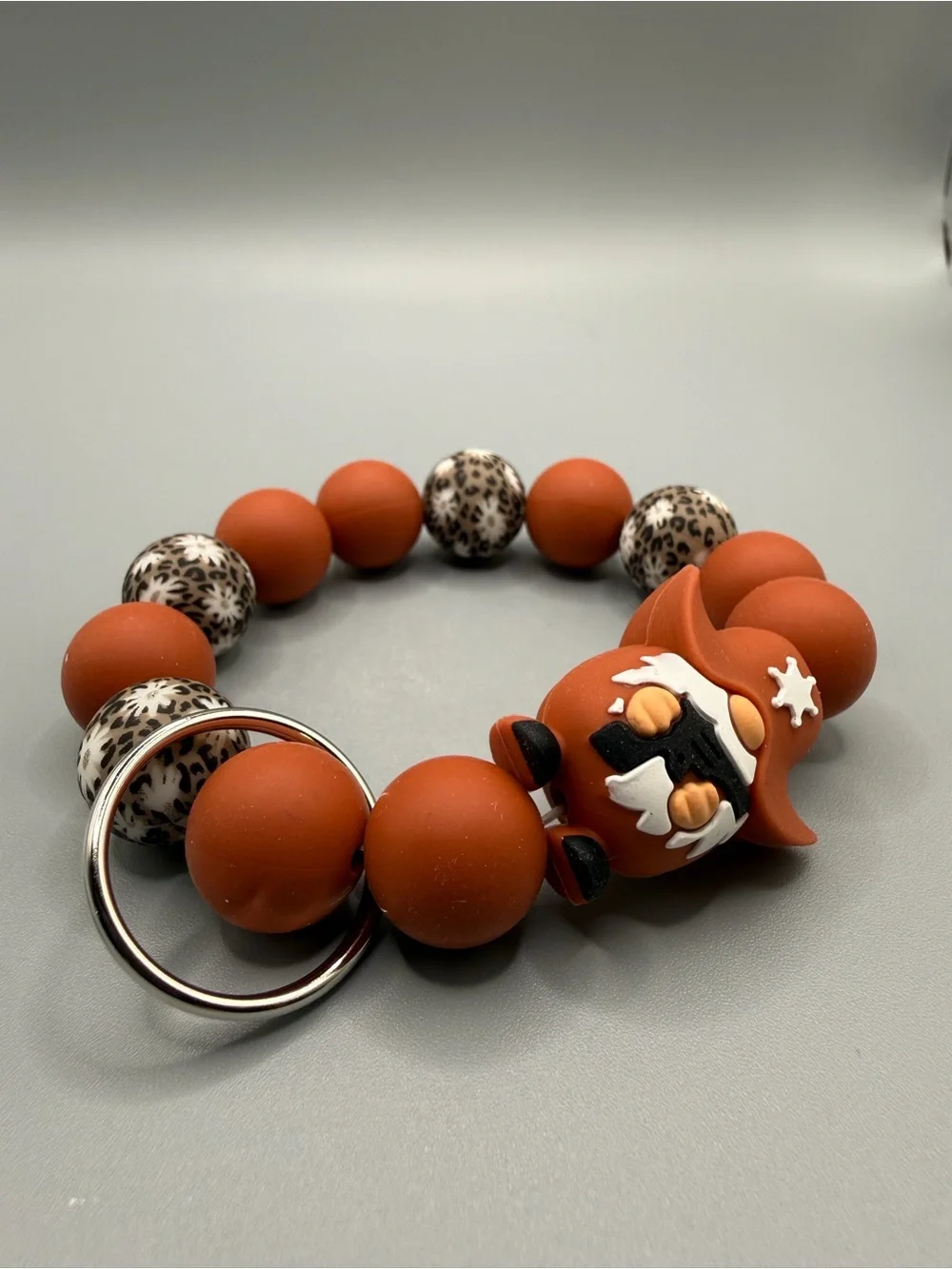 Silicone Beaded Keychain Bracelet - Handmade #K0356T